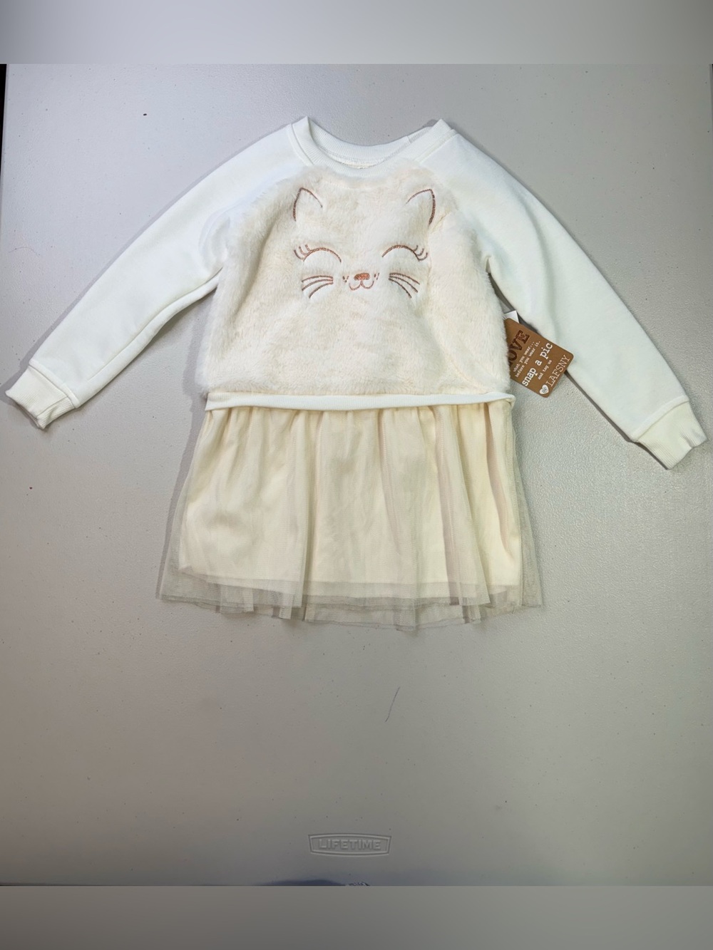 NWT Love At First Sight (LAFSNY) Girls' 3T Cat-Face Sweatshirt Tulle Tutu Dress